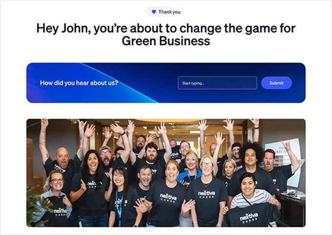 Nextiva Thank you page