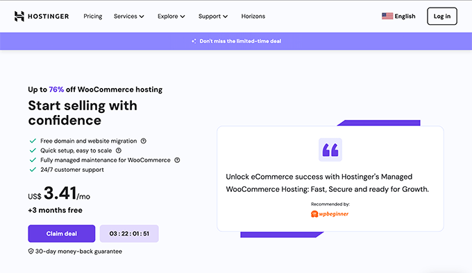 Hostinger WooCommerce Hosting Plans