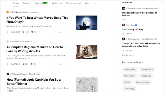 The Medium blogging platform